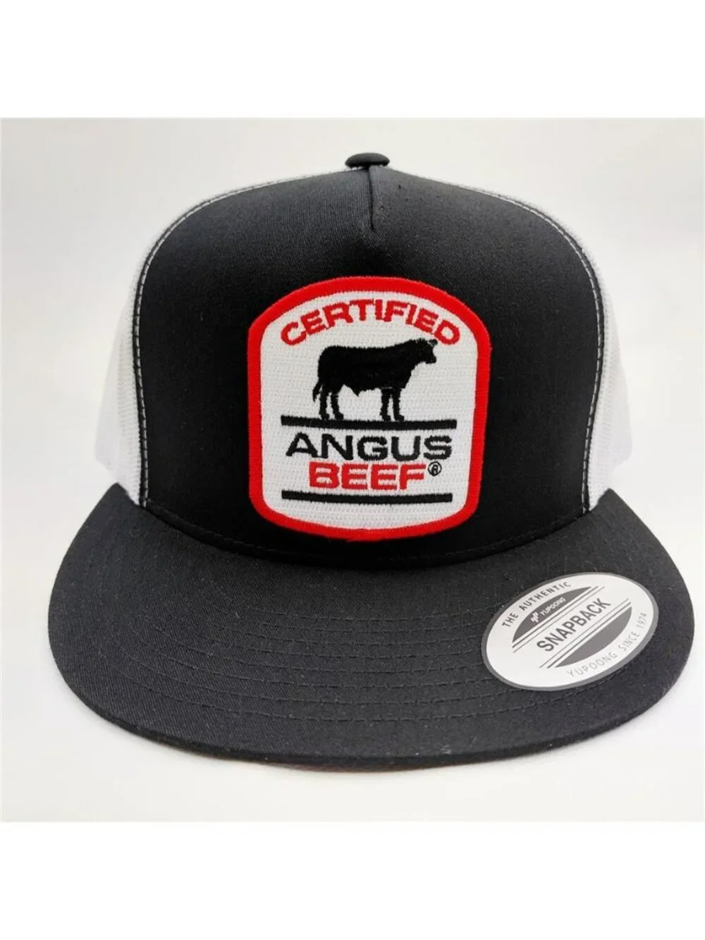 Retro Certified Angus Beef Patch Hat Yupoong Flat Bill Trucker Snapback Cap New